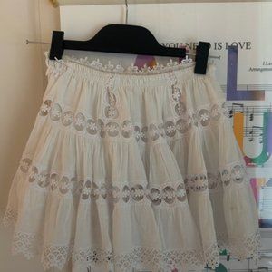 Charo Ruiz Ibiza Greta Crocheted lace paneled cotton-blend voile-mini skirt S